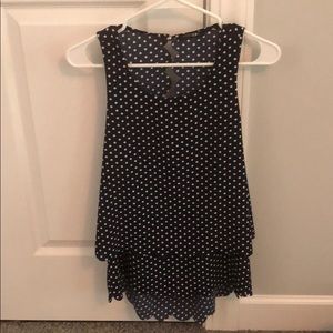 Paper moon xs polka dot white and navy top